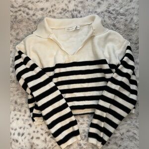Altar’d State Chic Striped Crop Sweater in Black and White XS